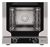 HENDI Heißluftofen mit Beschwadung, Compact, mit 4x Backbleche, mit 1 Lüfter, Temperaturbereich: von 100° bis 260°C, Heißluft- mit Dampf-Backofen, Umluftofen, 230V/3200W, 590x709x(H)589mm, Edelstahl