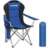 LARMNEE Campingstuhl Faltbar, Campingstuhl klappbar, Campingsessel,Camping Stuhl, Camping Angelstuhl, Campingstühle, Gartenstuhl für Camping, Blau und Schwarz EBU01LC02