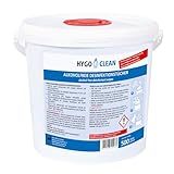 500 Stück Hygoclean Desinfektionstuch alkoholfrei | PP, 500 Stück, blau, L: 20cm, B: 23,5cm, Spendereimer, Karton, Schnell-Desinfektionstücher in Spenderdose, Reinigungstücher