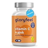 Vitamin C 365 Kapseln - Hochdosiert mit 1000mg + 20mg Zink - Pflanzlich fermentiert & gepuffert (pH-neutral, säurefrei, magenschonend) - Laborgeprüft, vegan ohne Zusätze hergestellt