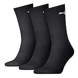 PUMA 6 Paar Unisex Crew Socks Socken Sportsocken MIT FROTTEESOHLE (Black, 39-42)