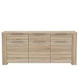 FORTE Calpe Kommode mit 3 Türen und 3 Schubladen, Holzwerkstoff, Sonoma Eiche Dekor, 188.8 x 50.3 x 82.8 cm