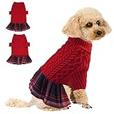 Rollkragen Hundepullover Weihnachten, Warme Welpenkleidung Klassische Strickwaren für kleine Hunde Chihuahua Warm Kleidung Weihnachten Haustier Outfits(Rot, S)