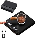 Digitale Küchenwaage, Kaffee Espresso Waage mit Silikon Pad, Tara-Funktion, 0,1g Genau, Max. Gewicht 3 kg, Kaffeewaage mit Timer, Feinwaage Küche Wiederaufladbare