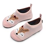 IceUnicorn Hausschuhe Kinder Atmungsaktive Pantoffeln Leicht Rutschfest Kleinkinder Hüttenschuhe Jungen Mädchen Slippers(Fuchs Rosa,30/31EU)