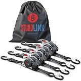 Automatik Spanngurt 3m 25mm mit Verschluss S Haken 300kg/600kg | Set von 4 Spanngurte Selbstaufrollend | Automatischer Spanngurtwickler/Spanngurtaufroller | Zurrgurt für Pkw Anhänger Quad Motorrad