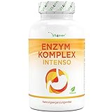 Enzym Komplex - 120 magensaftresistente Kapseln - 18 aktive Inhaltsstoffe - Verdauungsenzyme Mit mit Bromelain, Papain, Amylase, Lipase, Protease, Rutin - Hochdosiert - Laborgeprüft - Vegan