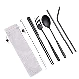 Cabilock 1 Satz Besteckset Teiliges Set mit Tragetasche Leichtes Tragbares Essgeschirr für Camping Reisen und Zuhause Rostfrei und Korrosionsbeständig für Picknick