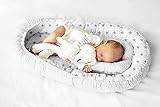 KOSPU Nestchen Kuschelnest für Säuglinge,Reisebett, 100% Baumwolle, antiallergisch, weiß/Sterne