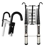 Teleskopleiter Robuste zusammenklappbare Teleskopleiter mit rutschfesten Füßen Büro- und Heimwerkerwerkzeuge EN131 Sicherheits-Teleskopleiter Hochleistungs-Verlängerungsstufen Kompaktleiter (Größe: