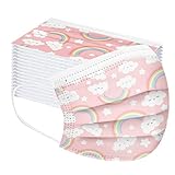 OVERMALL 50 Stück Mundschutz Kinder Weihnachten Bedruckte Face Bandana Halstuch Atmungsaktiv,Outdoor Staubdicht 3-lagiger Einweghülle,Gesichtsschutz für Jungen und Mädchen