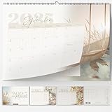 Kalender Wandkalender Monatskalender 2025 in A4 Beige mit KW ´s Feiertagen und Ferienplan/Ferienübersicht viel Platz zum beschreiben Monate Familien Planer 30x21 cm Hochwertig Business Boho