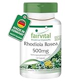 Fairvital | Rhodiola Rosea Kapseln 500mg - 120 Kapseln - Rosenwurz Wurzel Extrakt - HOCHDOSIERT - Vegan - 3% Rosavin (15mg) / 1% Salidrosid (5mg)