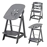 roba Born Up Treppenhochstuhl, Set 2in1, 'roba Style anthrazit', Hochstuhl mit Liegefunktion, ab Geburt