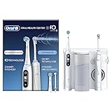 Oral-B Oral Health Center Munddusche mit Oxyjet-Technologie für Zahnreinigung, 2 Ersatzdüsen & iO Series 6 Elektrische Zahnbürste/Electric Toothbrush, 2 Aufsteckbürsten, 5 Modi für Zahnpflege, weiß