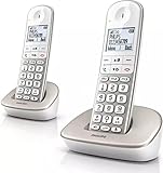 Philips XL4902S/34 DECT-Komforttelefon mit Anrufbeantworter - 2 Schnurlose Festnetztelefone - Senioren-Telefon mit 2 Mobilteilen - Lautstärkeregelung - 16 Stunden - Weiß
