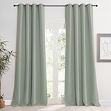 KGORGE Thermovorhang Vorhänge Wohnzimmer Modern Blickdichte Gardinen Salbeigrün Ösenvorhang 2er Set Verdunklungsvorhänge Übergardinen mit Ösen, 245 x 140 cm(HxB)