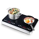 COOKTRON induktionskochfeld 2 platten, Doppel-induktionskochplatte 3500W, 10 Temperaturstufen, 9 Leistungsstufen,Booster-Funktion, 4-Stunden-Timer, Touch-Steuerung, Schwarz