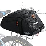 Fahrrad Gepäckträgertasche wasserdicht , 12L Fahrradtaschen für Gepäckträger reflektierend, 3in1 Geeignet als Fahrradtasche, Umhängetasche und Handtasche mit Regenschutz für Pendeln, Einkaufen Schwarz