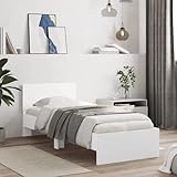 JHQHSM Bettgestell mit Kopfteil Weiß 75x190 cm Holzwerkstoff für erholsamen Schlaf mit Rückenstütze und robusten Sperrholzlatten, langlebiges Material