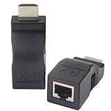 RJ45 auf HDMI 1.4 Netzwerk Extender, HDMI auf RJ45 Netzwerk-Verlängerungskonverter Repeater über Cat 5e/6, 1080p bis zu 30 m Extender, inklusive Sender und Empfänger für HDTV PS4 STB DVD 4K 2K