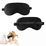 2 Stück Schlafmaske frauen & Herren Sehr Weich Augenmaske Seide Nachtmaske Schlafbrille Bequem Sleep Mask Augenbinde zum Schlafen Elastisches Band Schlaf Maske