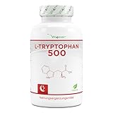 L-Tryptophan 500 mg - 240 vegane Kapseln - Aus pflanzlicher Fermentation - 8 Monate Reichweite - Ohne Zusätze - Hochdosiert - Vegan