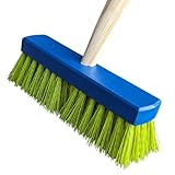 Land-Haus-Shop Kinderbesen Gartenbesen Holz Kinder Besen stabil mit Holzstiel Haushalt Garten Terasse Kinder Gartengerät Spielzeug Strassenbesen (Blau-Grün)