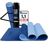 LA MENTE ES MARAVILLOSA - Gymnastikmatte, Rutschfest Yogamatte inkl. Tragegurt + Tasche + Übungs-E-Book, Gepolstert, Hautfreundliches TPE für Fitness/Pilates/Workout 183x61 cm (Mandala, Blau)