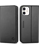 SHIELDON Hülle für iPhone 12, iPhone 12 Pro Handyhülle [Echtleder] [RFID-Sperre] [Kartenfach] [Magnet] [Stand], TPU Stoßfeste Schutzhülle Lederhülle Case Kompatibel für iPhone 12/12 Pro 6,1 Schwarz