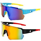 Zuimei 2 Pack Fahrradbrille, UV400 Schutz, polarisierte Sonnenbrille, Sport-Sonnenbrille, Fahrradbrille für Herren und Damen, winddichte Sonnenbrille, Outdoor-Brille für Fahrrad, Motorrad, Fahren,