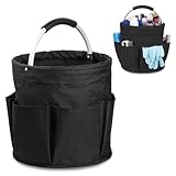 Putzmittel Organizer,Universal Reinigungs-Caddy,16L Hauptfach mit 6 Taschen für Utensilien&gepolstertem Griff,Tragbare Praktischer Werkzeugkorb,wasserdicht&Faltbar,Putzmittel Aufbewahrung,Ø28x26,5cm