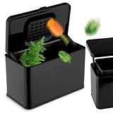 equipps Bio Mülleimer 3L | Komposteimer Küche für Bio Müll & Co | Mülleimer mit Geruchsfilter | Komposter für Abfall & Recycling | Biomülleimer Küche klein (Schwarz 3l)