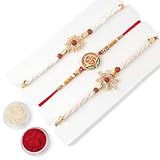 KSJONE 3er-Set Rakhi-Set mit Rudraksha-Design für Herren, mehrfarbiger Faden, Rakhi für Bruder/Bhaiya/Bhabhi/Bhai/Bro, Rakshabandan, Schwester, Rakhee, Mauli-Armband