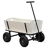 SUNNY Billy Beach Wagon Bollerwagen in Anthrazit | Kinder Handwagen aus Holz mit Luftreifen | Belastbar bis 100 kg