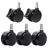 HUAERSICO Bürostuhl Rollen mit Bremse 11mm x 22mm,Für Schreibtischstuhl rollen,Gummirollen bürostuhl,stuhlrollen,Gaming-Stuhlrollen usw,für alle Arten böden,5er set (2 mit Bremse + 3 Standard Rollen)