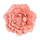 Milisten 1 x Keramik-Blumen-Wandschmuck, 3D-Keramik-Pingstrose, Wanddekoration, künstliche Blumenskulptur für Zuhause, 9 x 9 cm (Rosa)