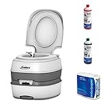 Enders Campingtoilette Starter-Set - Kleine Outdoor Campingtoilette inkl. Sanitärflüssigkeit und Klopapier, Mobile Chemietoilette, Campingklo, WC Toilettensitz - Weiß