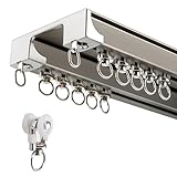 Doppelte Gardinenstange Deckenschienensystem für Raumteiler, einfache Installation, vielseitiges Design für Fenster & Balkon