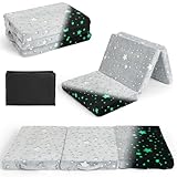 GOPLUS Babymatratze 60x120 cm, Klappmatratze für Kinderreisebetten, leuchtende Reisebettmatratze mit Griffen & Tragetasche, Faltbare Bodenmatratz Kindermatratze für Kinderzimmer & Krippe