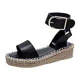 Cocila Damen Bequeme Sportstrick Sandalen Orthopädische Frauen Lässige Atmungsaktive Keile Freizeit-Frauen-Sandalen Schuhe 39 Blau (Black, 39) Leichte Sommer Bequem Trekkingsandalen Barfußschuhe