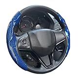 Lenkradbezug Universelle Lenkradhülle Fürs Auto rutschfest Glänzend Carbonfaser-Textur Lenkrad-Dekoration 36.8–38.1 cm(2PCS Blue)