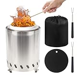 Qivine Mini Rauchfreie Feuerschale aus Edelstahl, Tragbare Feuertonne für den Garten, KleinTischfeuer Outdoor für für Garten, Terrasse, Balkon, mit Reisetasche, 2 Mini-Sticks und Feuerfester Matte