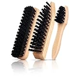 TIMELEOS Schuhputzset Schuhbürsten Set Bürstenset im 3er Set aus hochwertigen Naturborsten ideal für Glattleder, Schuhbürste Schuhputzbürste Tiegelbürste Cremebürste Glanzbürste Polierbürste