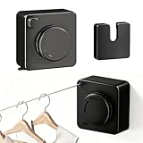 Wäscheleine Ausziehbar Edelstahl - 4,8M Einziehbare Wäscheleine Wandmontage, Schwarz ohne Durchhängen, Wäsche an der Luft trocknen, für Balkon, Waschküche & Badezimmer