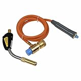 Selbstzündungs-Lötbrenner mit Schlauch-Kit zum Löten von Sanitär, Kühlung, Reparatur, verstellbar, ultrafeines Flammenregulierungsventil, elektronische Zündspirale, aufgeladen, hohe T