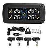 Reifendruck-Überwachungssystem, Auto-TPMS-Reifendrucksensor mit LCD-Display-Monitor, 4 interne Sensoren, Zigarettenanzünder USB-Ladegerät