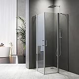 Duschkabine 90x90 Eckeinstieg mit Pendeltür Schwingtür mit Fester Segment 6mm ESG NANO Glas Duschabtrennung Duschwand Höhe 185cm