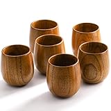 Hiceeden 6 Stück Holzbecher, 150ml Holz Trinkbecher, Holz Tee Set Becher, Wasserbecher für Trinken, Wein, Milch, Kaffee