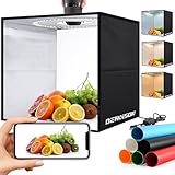 BENOISON Fotobox 30x30 cm - Lichtkasten Fotografie Faltbare Photobox Fotostudio mit 120 LEDs und 6 Hintergründen für Schmuck- und Kleinproduktfotografie
